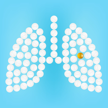 Human Lungs With Medicines Isolated On A Background Realistic Vector Illustration.のイラスト素材