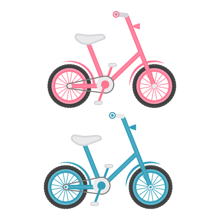 Set Of Two Kids Bicycles Isolated On A White Background. Vector.のイラスト素材