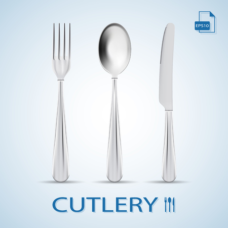 Cutlery Set Of Fork, Spoon And Knife Isolated On A Background. Vector Illustration.のイラスト素材