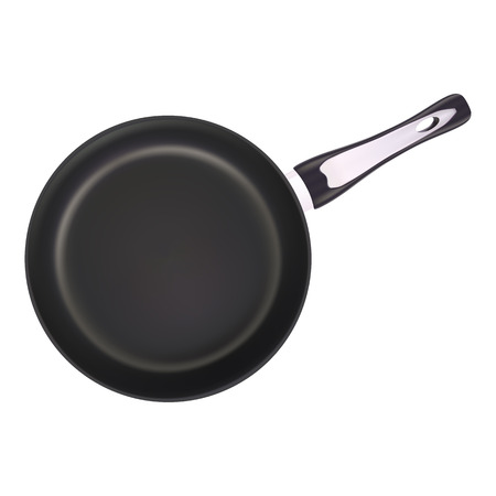Black Metal Frying Pan Isolated On A White Background. Vector.のイラスト素材