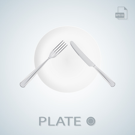 Plate With Fork And Knife Crossed Isolated On A Background. Vector.のイラスト素材