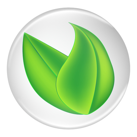 Green Plant Leaves On A White Round Shield Isolated On A Background. Vector.のイラスト素材