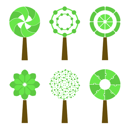 Abstract Trees Isolated On A White Background. Vector Set.のイラスト素材