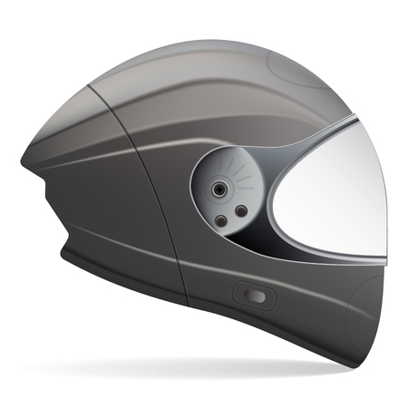 Black Motorcycle Helmet. Side View Isolated On A White Background. Vector Illustration. Sport Conceptのイラスト素材