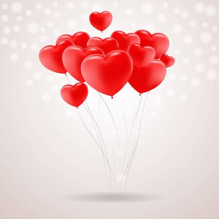 Red Festive Balloons In Shape Of Heart Isolated Realistic Decorationsのイラスト素材