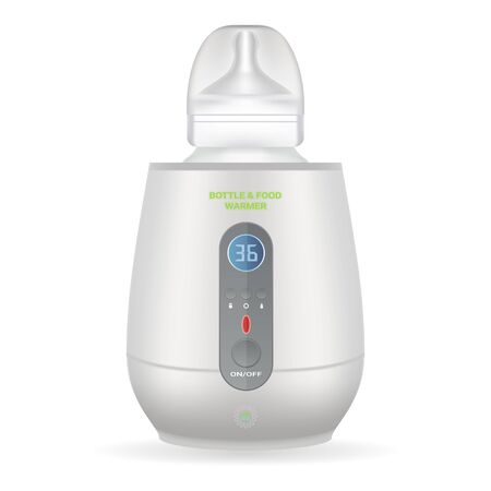 Baby Bottle Warmer With Feeding Bottle Isolated On A White Background. Vector Illustration. Products For Childrenのイラスト素材
