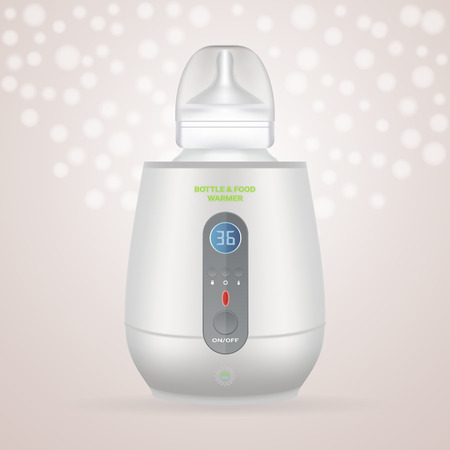 Baby Bottle Warmer And Feeding Bottle Isolated On A Background. Vector Illustration. Products For Childrenのイラスト素材