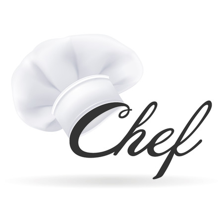 Photorealistic Modern White Chef Hat. Cooks Hat Isolated On A White Background. Vector Illustration. Cooking Symbolのイラスト素材