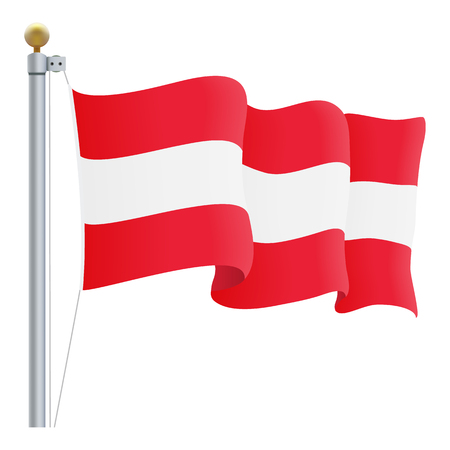 Waving Austria Flag Isolated On A White Background Vector Illustration. Official Colors And Proportion Independence Dayのイラスト素材