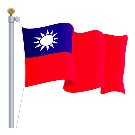 Waving Taiwan Flag Isolated On A White Background Vector Illustration. Official Colors And Proportion Independence Dayのイラスト素材
