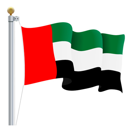 Waving United Arab Emirates Flag. UAE Flag Isolated On A White Background Vector Illustration. Official Colors And Proportion Independence Dayのイラスト素材