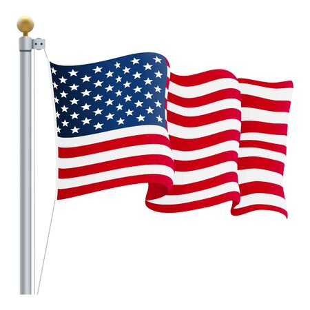 Waving United States of America Flag Isolated On A White Background Vector Illustration.のイラスト素材