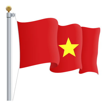 Waving Vietnam Flag Isolated On A White Background Vector Illustration. Official Colors And Proportion Independence Dayのイラスト素材
