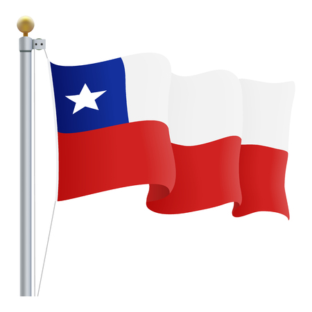 Waving Chile Flag Isolated On A White Background. Vector Illustration. Official Colors And Proportion. Independence Dayのイラスト素材