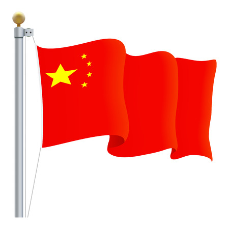 Waving China Flag Isolated On A White Background. Vector Illustration. Official Colors And Proportion. Independence Dayのイラスト素材