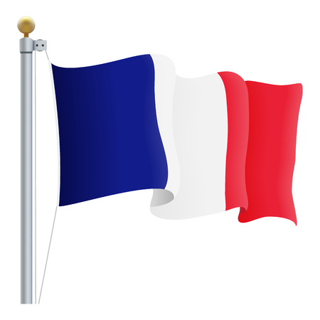 Waving France Flag Isolated On A White Background. Vector Illustration. Official Colors And Proportion. Independence Dayのイラスト素材