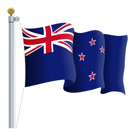 Waving New Zealand Flagのイラスト素材