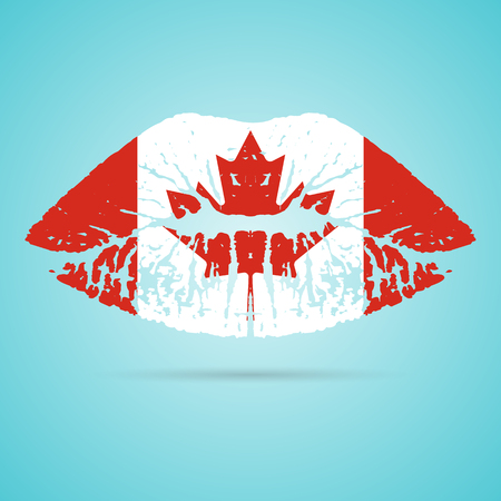 Canada Flag Lipstick On The Lipsのイラスト素材
