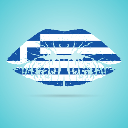 Greece Flag Lipstick On The Lipsのイラスト素材