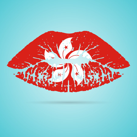 Hong Kong Flag Lipstick On The Lipsのイラスト素材
