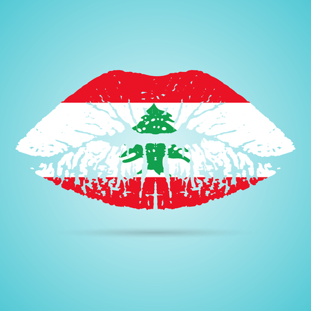 Lebanon Flag Lipstick On The Lipsのイラスト素材
