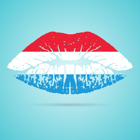 Luxembourg Flag Lipstick On The Lipsのイラスト素材
