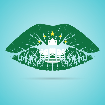 Macau Flag Lipstick On The Lipsのイラスト素材