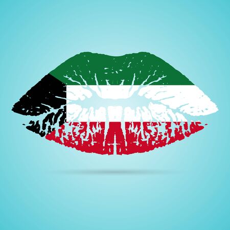 Kuwait Flag Lipstick On The Lipsのイラスト素材