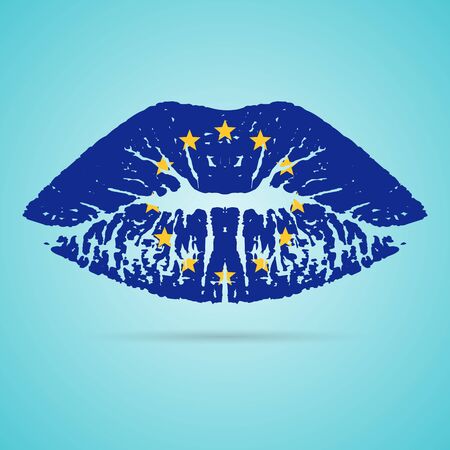 European Union Flag Lipstick On The Lipsのイラスト素材