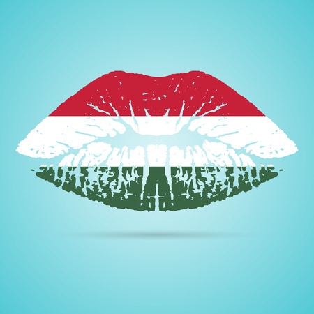 Hungary Flag Lipstick On The Lipsのイラスト素材
