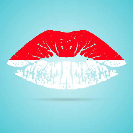 Indonesia Flag Lipstick On The Lipsのイラスト素材