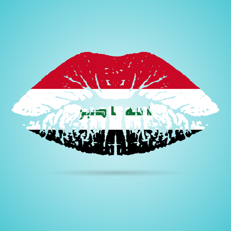 Iraq Flag Lipstick On The Lipsのイラスト素材