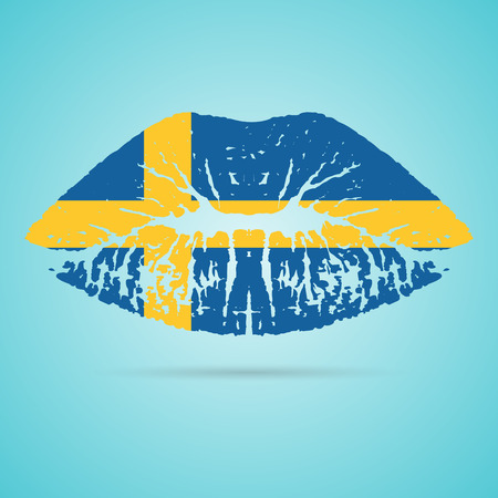 Sweden Flag Lipstick On The Lipsのイラスト素材