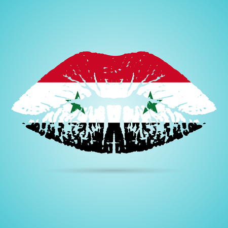 Syria Flag Lipstick On The Lipsのイラスト素材