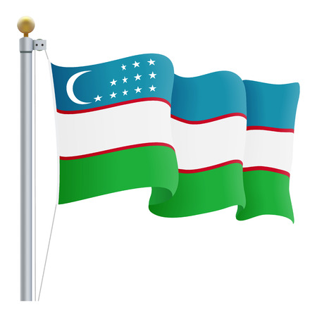 Waving Uzbekistan Flagのイラスト素材