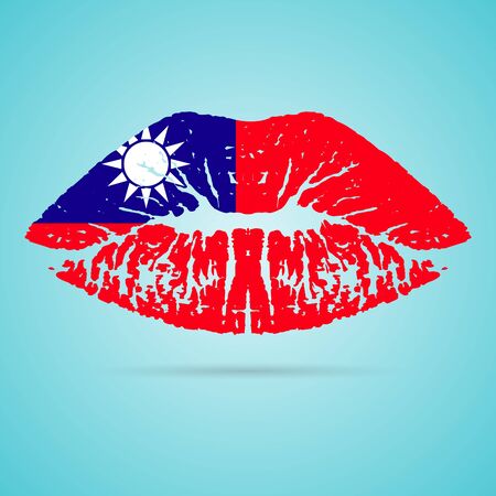 Taiwan Flag Lipstick On The Lipsのイラスト素材