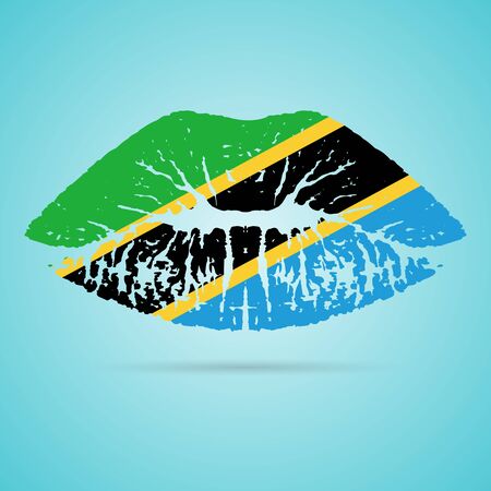 Tanzania Flag Lipstick On The Lipsのイラスト素材