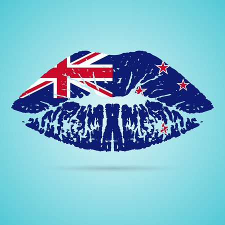New Zealand Flag Lipstick On The Lipsのイラスト素材