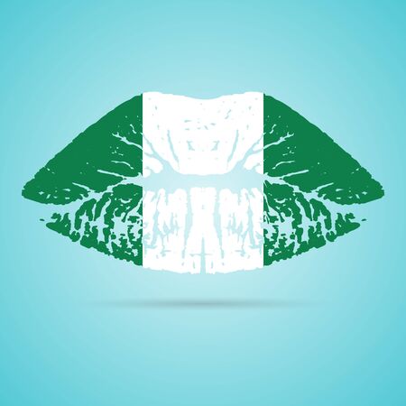 Nigeria Flag Lipstick On The Lipsのイラスト素材