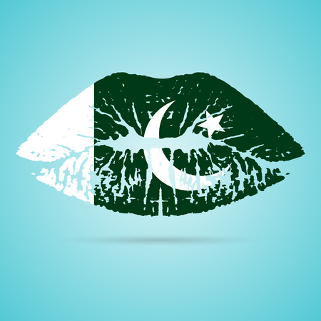 Pakistan Flag Lipstick On The Lipsのイラスト素材
