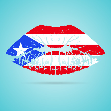 Puerto Rico Flag Lipstick On The Lipsのイラスト素材