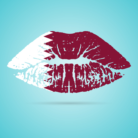 Qatar Flag Lipstick On The Lipsのイラスト素材
