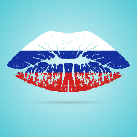 Russia Flag Lipstick On The Lipsのイラスト素材