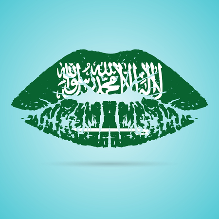 Saudi Arabia Flag Lipstick On The Lipsのイラスト素材