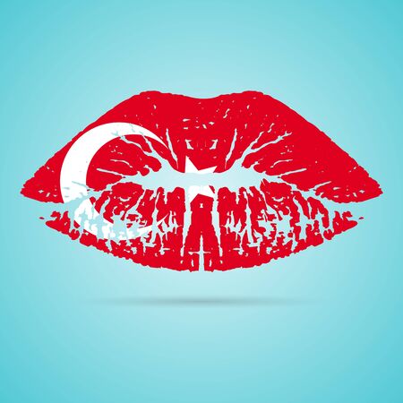 Turkey Flag Lipstick On The Lipsのイラスト素材