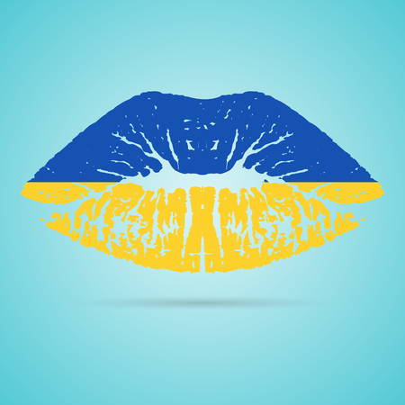 Ukraine Flag Lipstick On The Lipsのイラスト素材