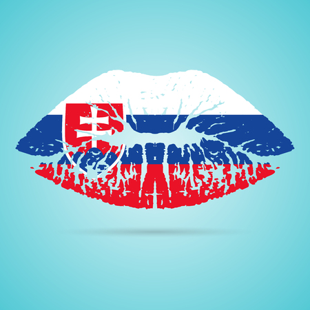 Slovakia Flag Lipstick On The Lipsのイラスト素材