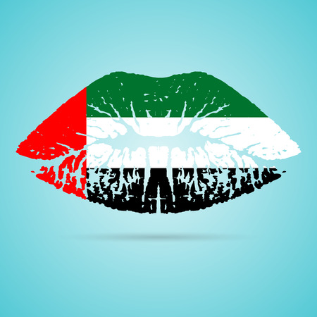 United Arab Emirates Flag Lipstick On The Lipsのイラスト素材