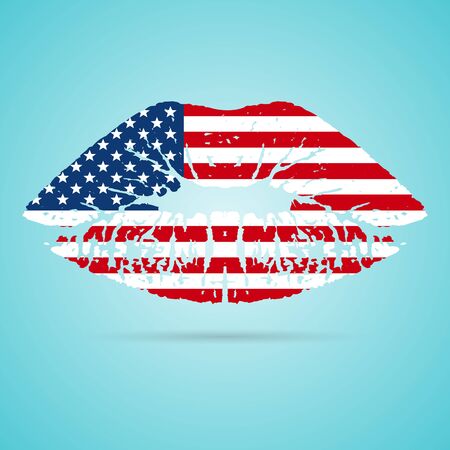 United States of America USA Flag Lipstick On The Lipsのイラスト素材