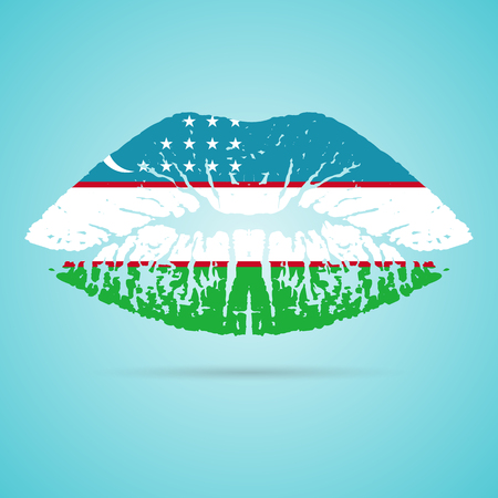Uzbekistan Flag Lipstick On The Lipsのイラスト素材